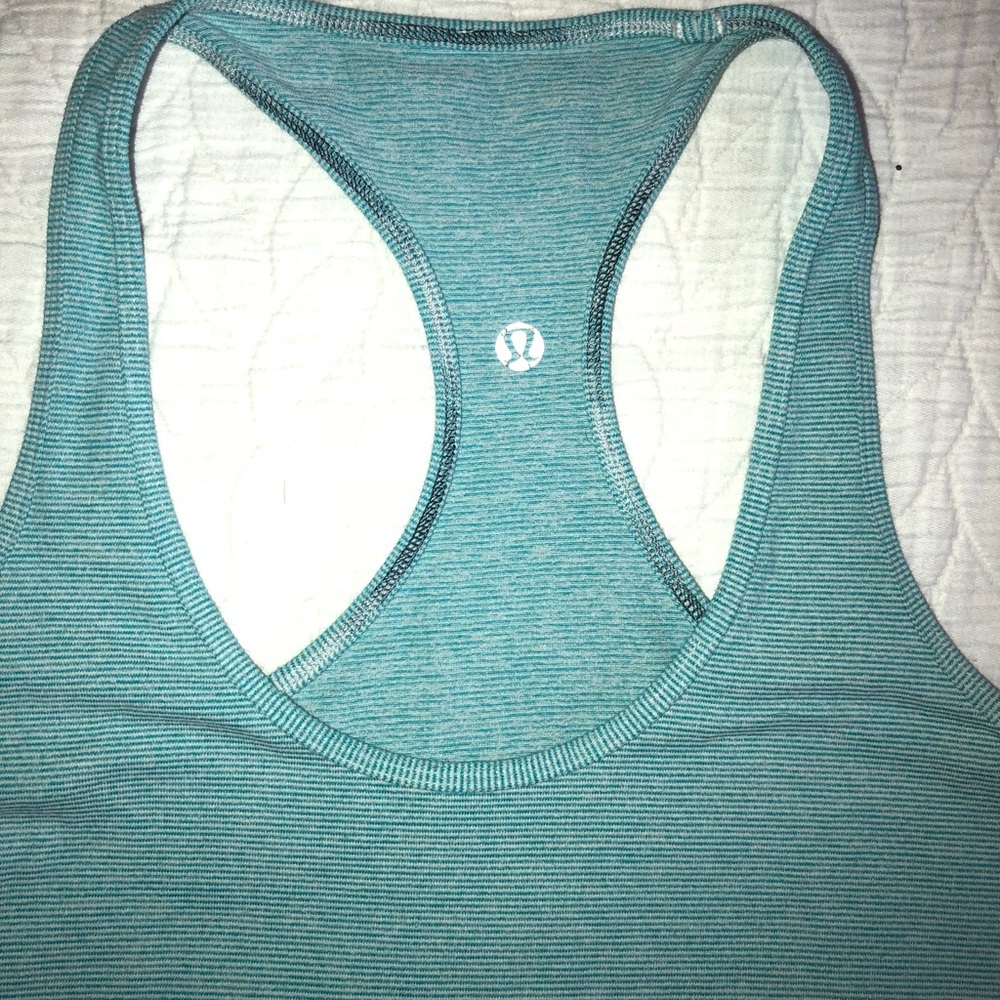 Lululemon Teal Heather Stripe Cool Racerback